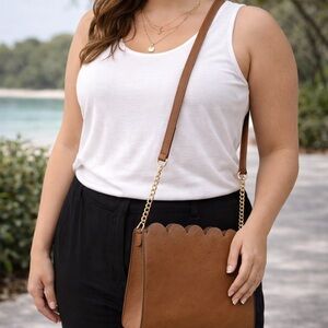 Ngil Scalloped Cross Body‎ Bag Brown